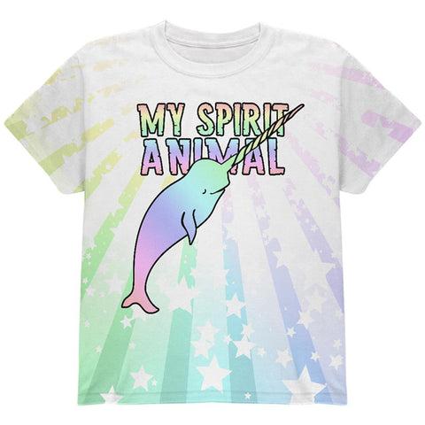 My Spirit Animal Narwhal Unicorn Of The Sea Pastel All Over Youth T Shirt