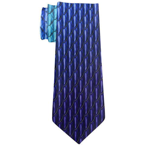 Halloween Blue Ice Dragon Scales Costume All Over Neck Tie