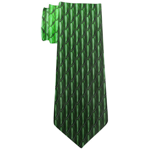 Halloween Green Earth Dragon Scales Costume All Over Neck Tie