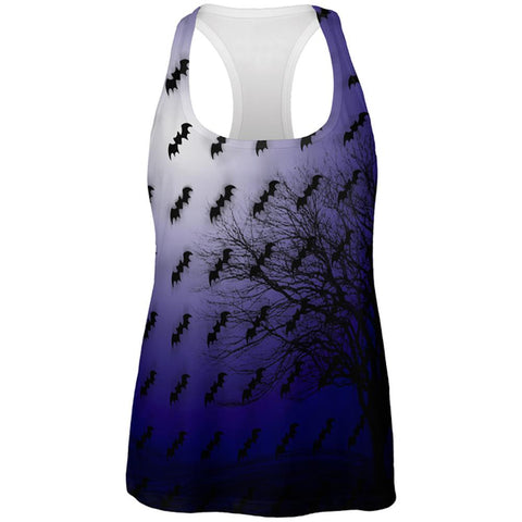 Halloween Bats in the Full Moon Light All Over Womens Work Out Tank Top