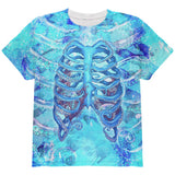 Halloween Octopus Kraken Skeleton Ribs Costume All Over Youth T Shirt