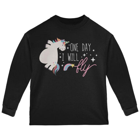 Halloween Chubby Unicorn One Day I Will Fly Toddler Long Sleeve T Shirt