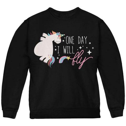 Halloween Chubby Unicorn One Day I Will Fly Youth Sweatshirt