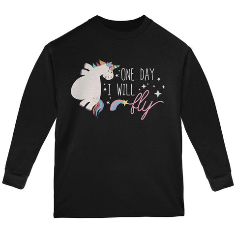 Halloween Chubby Unicorn One Day I Will Fly Youth Long Sleeve T Shirt