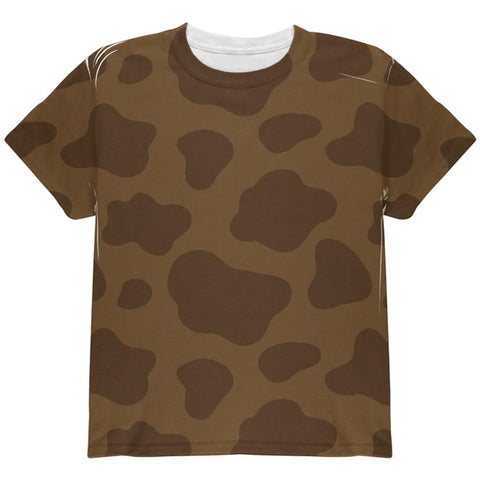 Halloween Brown Chocolate Milk Cow Costume All Over Youth T Shirt