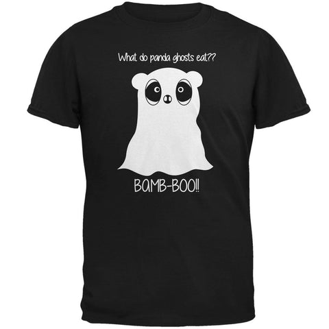 Halloween Panda Ghost Pun White Text Mens Soft T Shirt