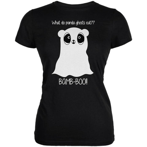 Halloween Panda Ghost Pun White Text Juniors Soft T Shirt