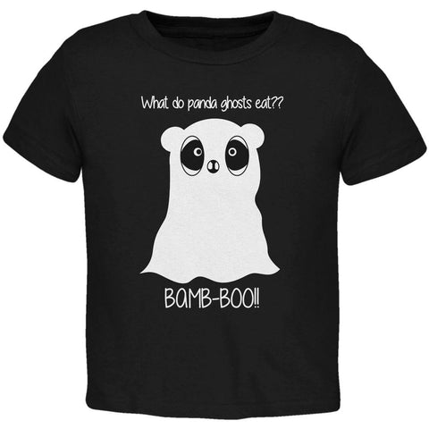 Halloween Panda Ghost Pun White Text Toddler T Shirt