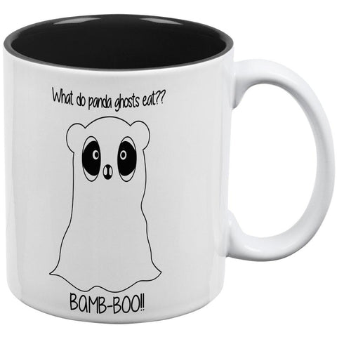Halloween Panda Ghost Pun Black Text All Over Coffee Mug