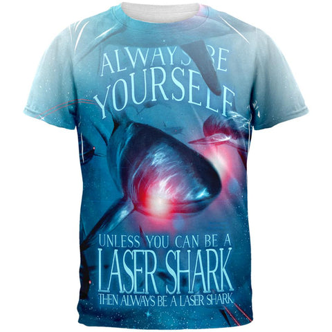 Always Be Yourself Unless Laser Shark All Over Mens T Shirt