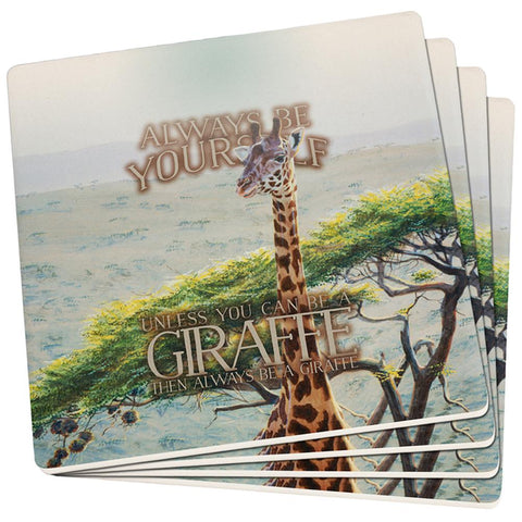 Always Be Yourself Unless Giraffe Set of 4 Square Sandstone Coasters