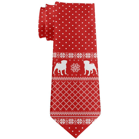 Ugly Christmas Sweater Pug Puppy All Over Neck Tie