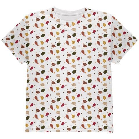 Autumn Leaves Pattern All Over Youth T Shirt  front view