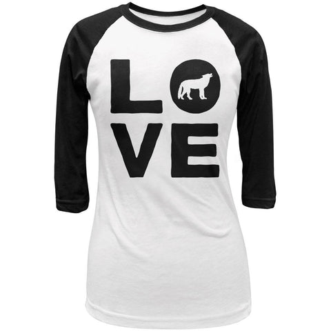 Autumn Wolf Love Juniors 3/4 Sleeve Raglan T Shirt