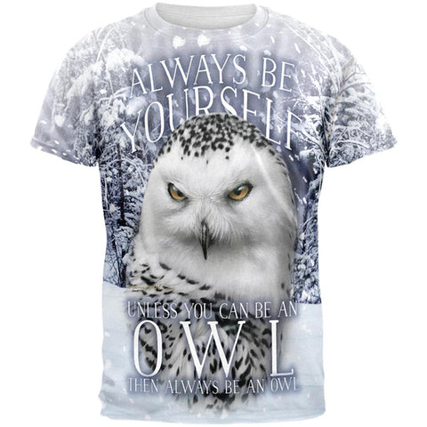 Always Be Yourself Unless Snowy Winter Owl All Over Mens T Shirt