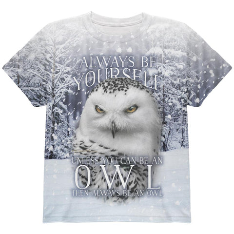 Always Be Yourself Unless Snowy Winter Owl All Over Youth T Shirt