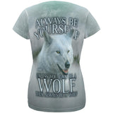 Always Be Yourself Unless White Wolf All Over Womens T Shirt