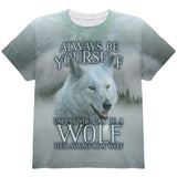 Always Be Yourself Unless White Wolf All Over Youth T Shirt