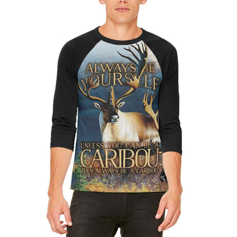 Always Be Yourself Caribou Reindeer Mens Raglan T Shirt