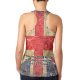 English Bulldog Union Jack Flag Live Forever Juniors Burnout Racerback Tank Top