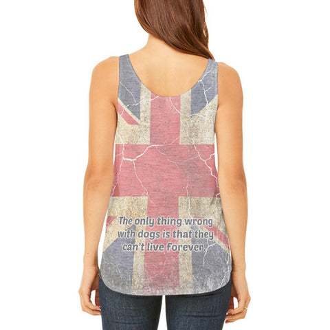 English Bulldog Union Jack Flag Live Forever Juniors Flowy Side Slit Tank Top