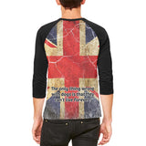 English Bulldog Union Jack Flag Live Forever Mens Raglan T Shirt