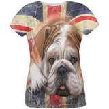 English Bulldog Union Jack Flag Live Forever All Over Womens T Shirt
