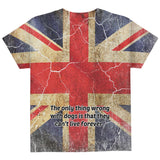 English Bulldog Union Jack Flag Live Forever All Over Youth T Shirt