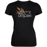 Mother of a Dragon Cute Black Fire Juniors Soft T Shirt front view