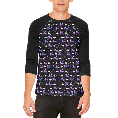 Galaxy Unicorn Pattern Mens Raglan T Shirt