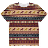 Autumn Moose Adirondack Pattern All Over Youth T Shirt