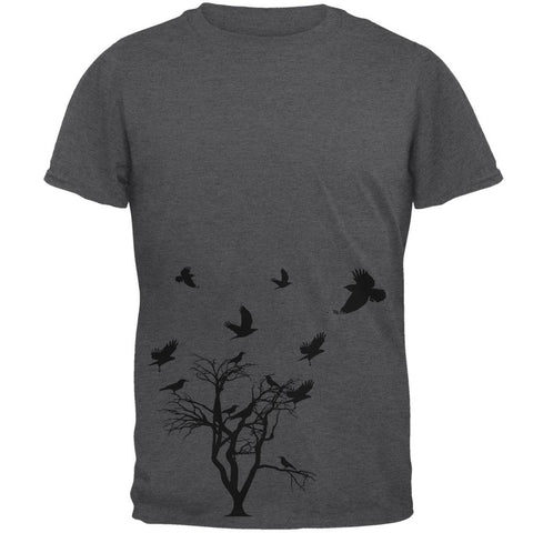 Crow Raven Flying Winter Tree Mens T Shirt