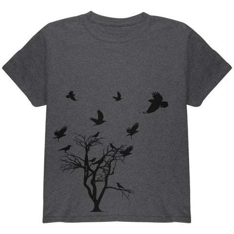 Crow Raven Flying Winter Tree Youth T Shirt