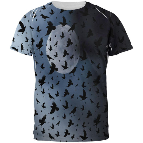 Crow Raven Flying Autumn Moon Night All Over Mens T Shirt