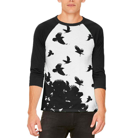 Crow Raven Flying Winter Autumn Mens Raglan T Shirt