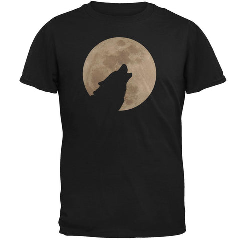 Wolf Howling Moon Silhouette Mens T Shirt