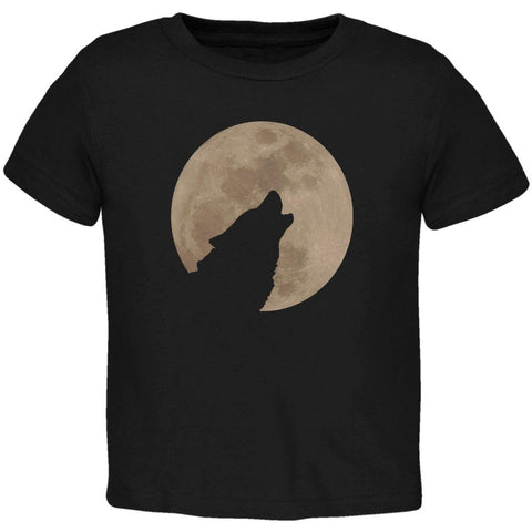 Wolf Howling Moon Silhouette Toddler T Shirt