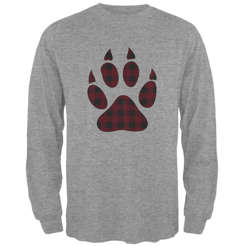 Autumn Buffalo Plaid Bear Claw Paw Mens Long Sleeve T Shirt