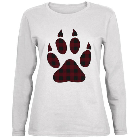 Autumn Buffalo Plaid Bear Claw Paw Ladies' Relaxed Jersey Long-Sleeve Tee