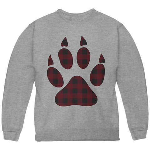 Autumn Buffalo Plaid Bear Claw Paw Youth Sweatshirt