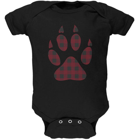 Autumn Buffalo Plaid Bear Claw Paw Soft Baby One Piece