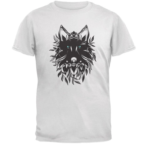 Black Wolf Line Art Mens T Shirt
