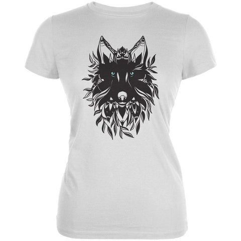 Black Wolf Line Art Juniors Soft T Shirt