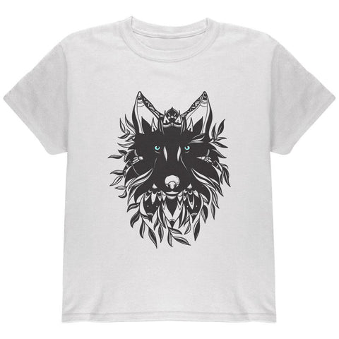 Black Wolf Line Art Youth T Shirt