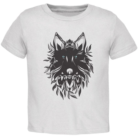 Black Wolf Line Art Toddler T Shirt
