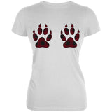 Plaid Bear Paw Boobs Juniors Soft T Shirt