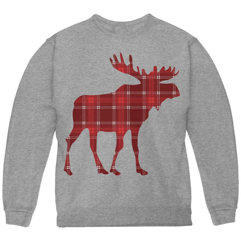 Autumn Plaid Moose Youth Sweatshirt