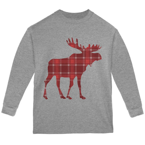 Autumn Plaid Moose Youth Long Sleeve T Shirt