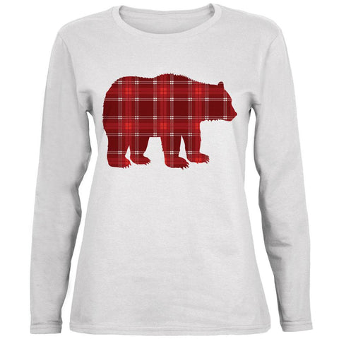 Autumn Plaid Bear Ladies' Relaxed Jersey Long-Sleeve Tee