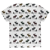 Autumn Plaid Moose on the Loose Pattern All Over Youth T Shirt